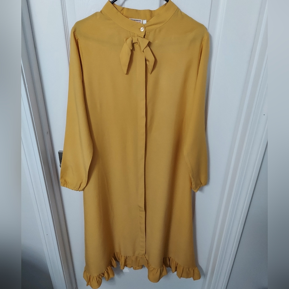 Mustard/Yellow Long Sleeve Shirt/Dress w/Belt